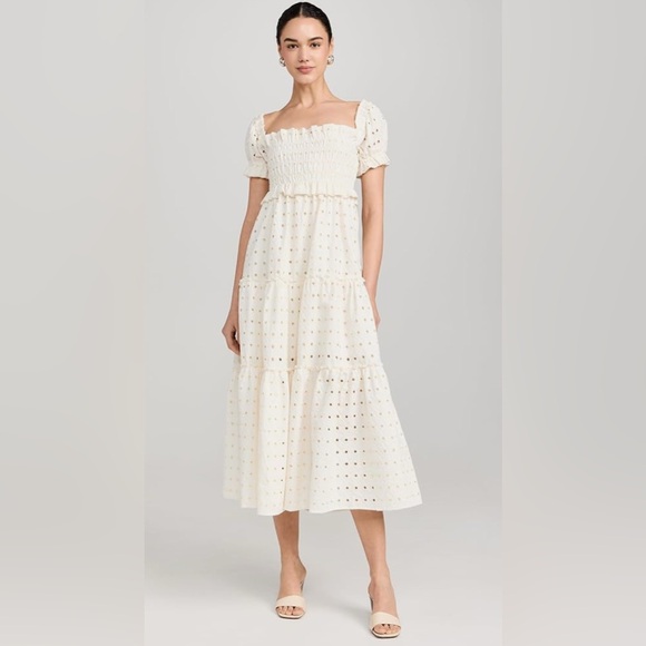 NWOT O.P.T Eyelet Bobi Midi Dress. Size L - Picture 4 of 12